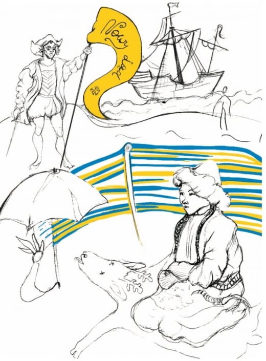 Ilustracja do rozdziału o odkryciu Ameryki z książki Nic bardziej mylnego