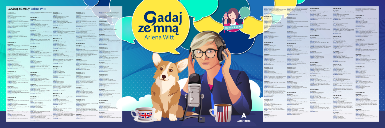 Okładka audiobooka Gadaj ze mną z listą filmów i seriali, z których pochodzą cytaty
