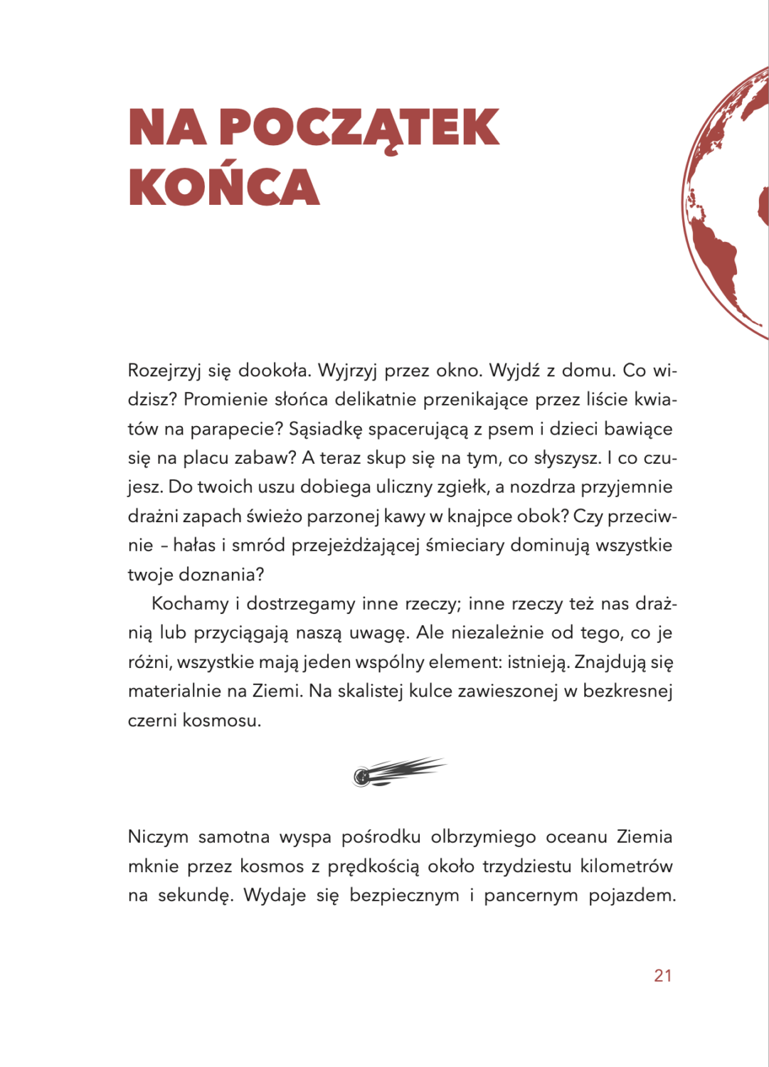 Strona otwierająca rozdział Na początek końca z książki Astrofaza