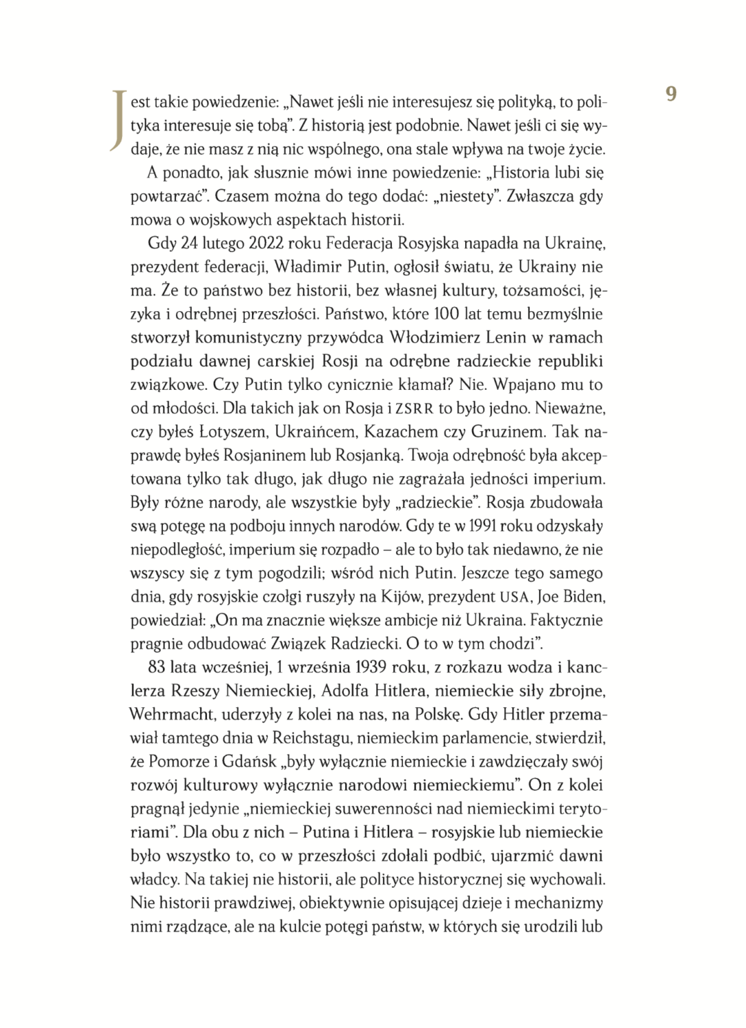 Pierwsza strona wstępu z książki Historia lubi się powtarzać
