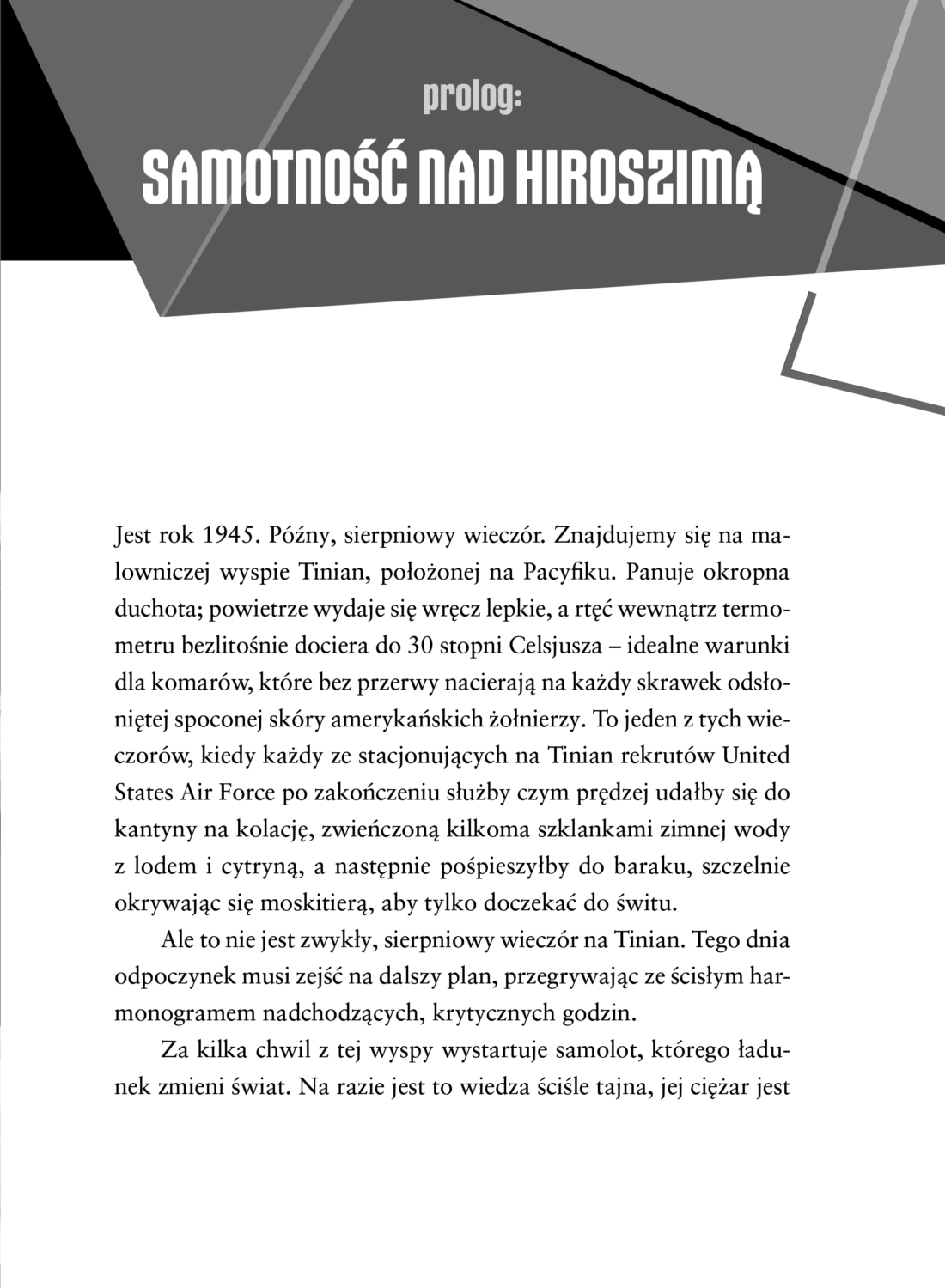 Strona otwierająca prolog Samotność nad Hiroszimą z książki Historia dla odważnych