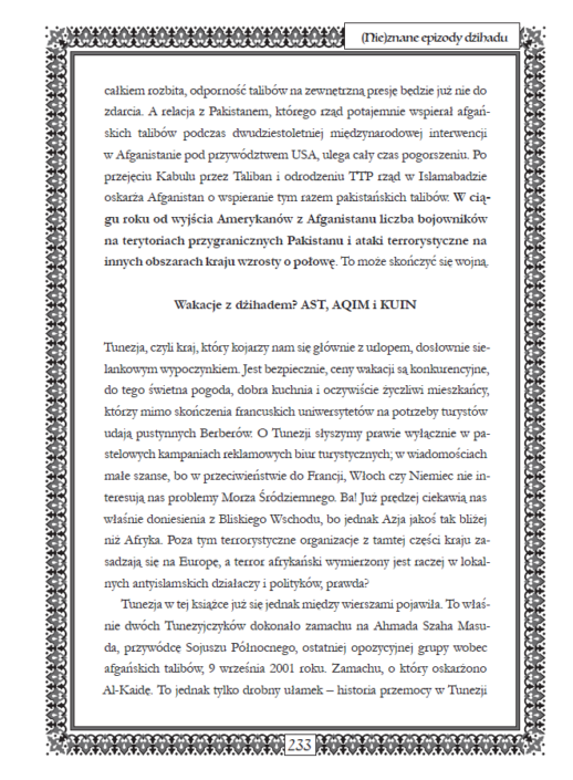 Strona z podrozdziałem Wakacje z dżihadem? z książki Księga dżihadu
