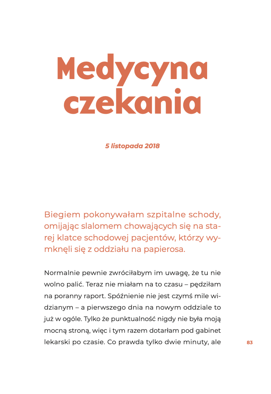 Strona otwierająca rozdział Medycyna czekania z książki Następny