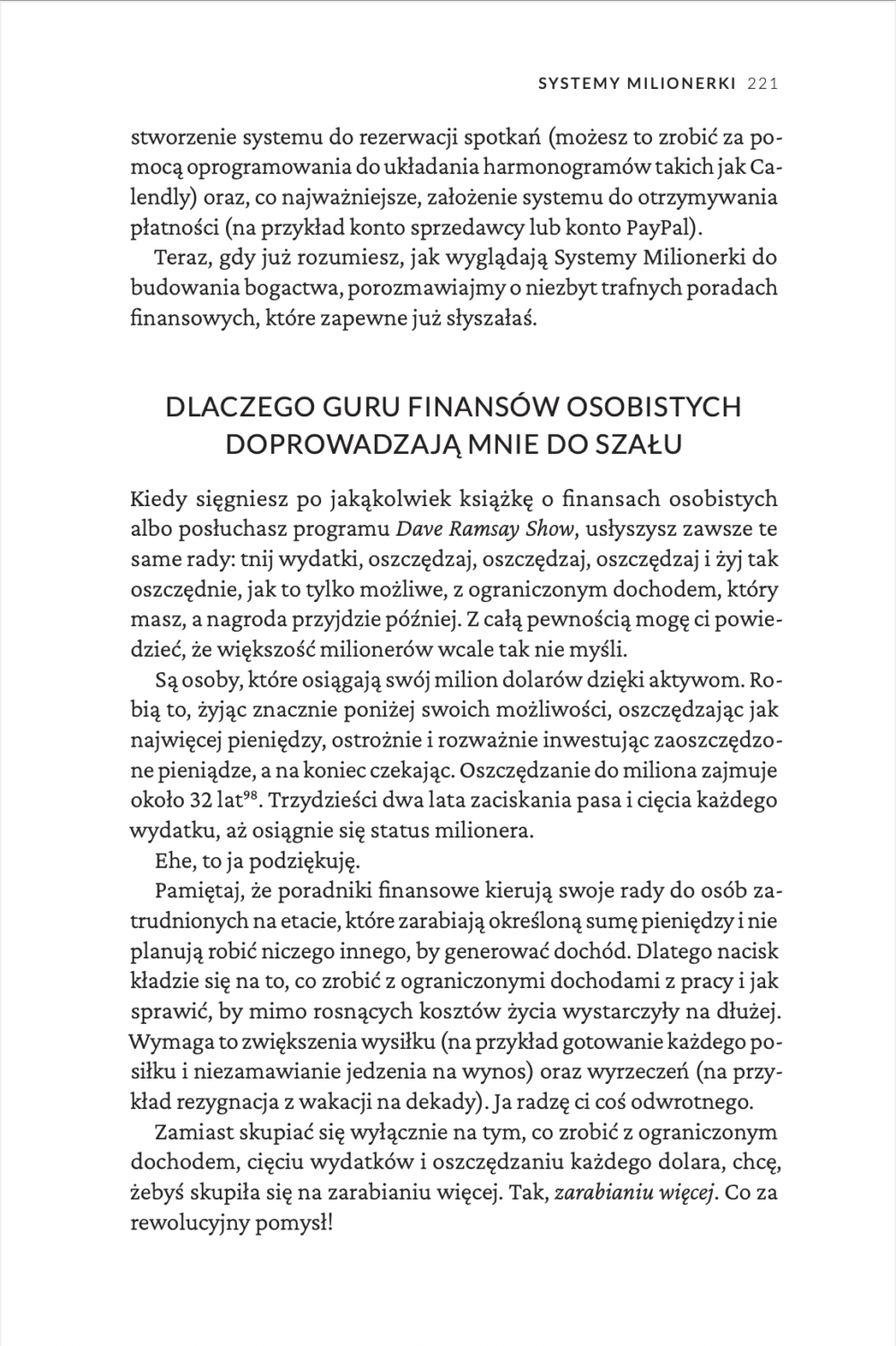 Strona z podrozdziałem Dlaczego guru finansów osobistych doprowadzają mnie do szału z książki Wszystkie powinnyśmy być milionerkami