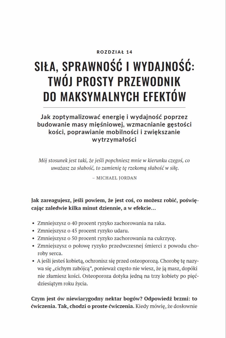 Strona otwierająca rozdział 14 Siła, sprawność i wydajność z książki Siła życiowa