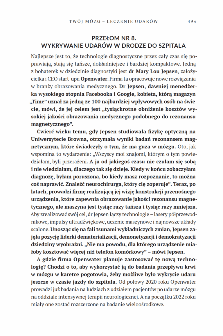 Strona z podrozdziałem Przełom nr 8 o udarach z książki Siła życiowa