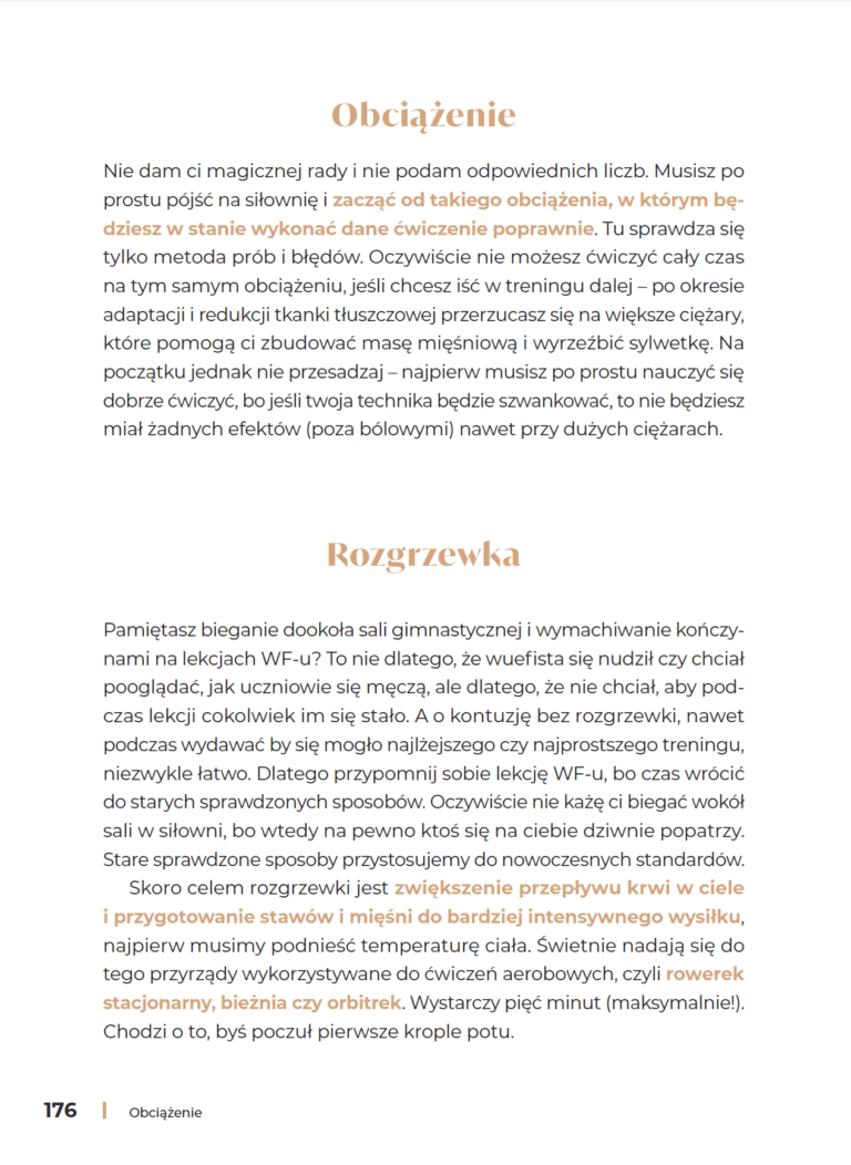 Strona z podrozdziałem Obciążenie z książki Coraz młodszy
